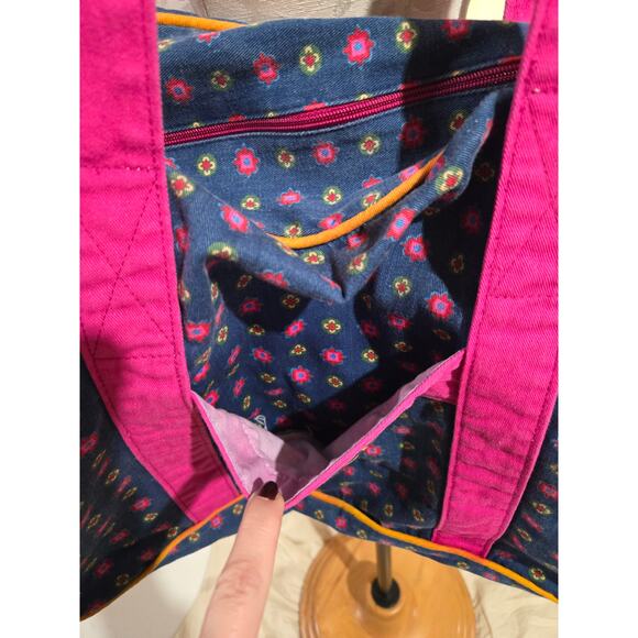 Vtg 80s 90s Esprit Floral Weekend Duffel Tote Bag Large Double Shoulder Strap - Picture 6 of 12